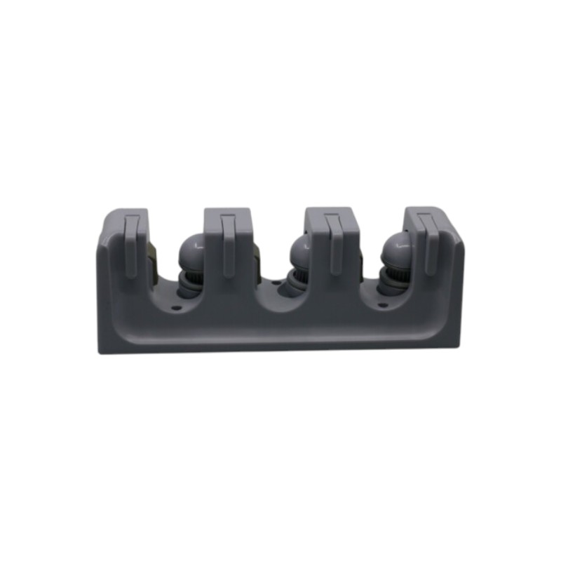 Grijze PVC-hoeshouder - 3 hoezen en 4 haken